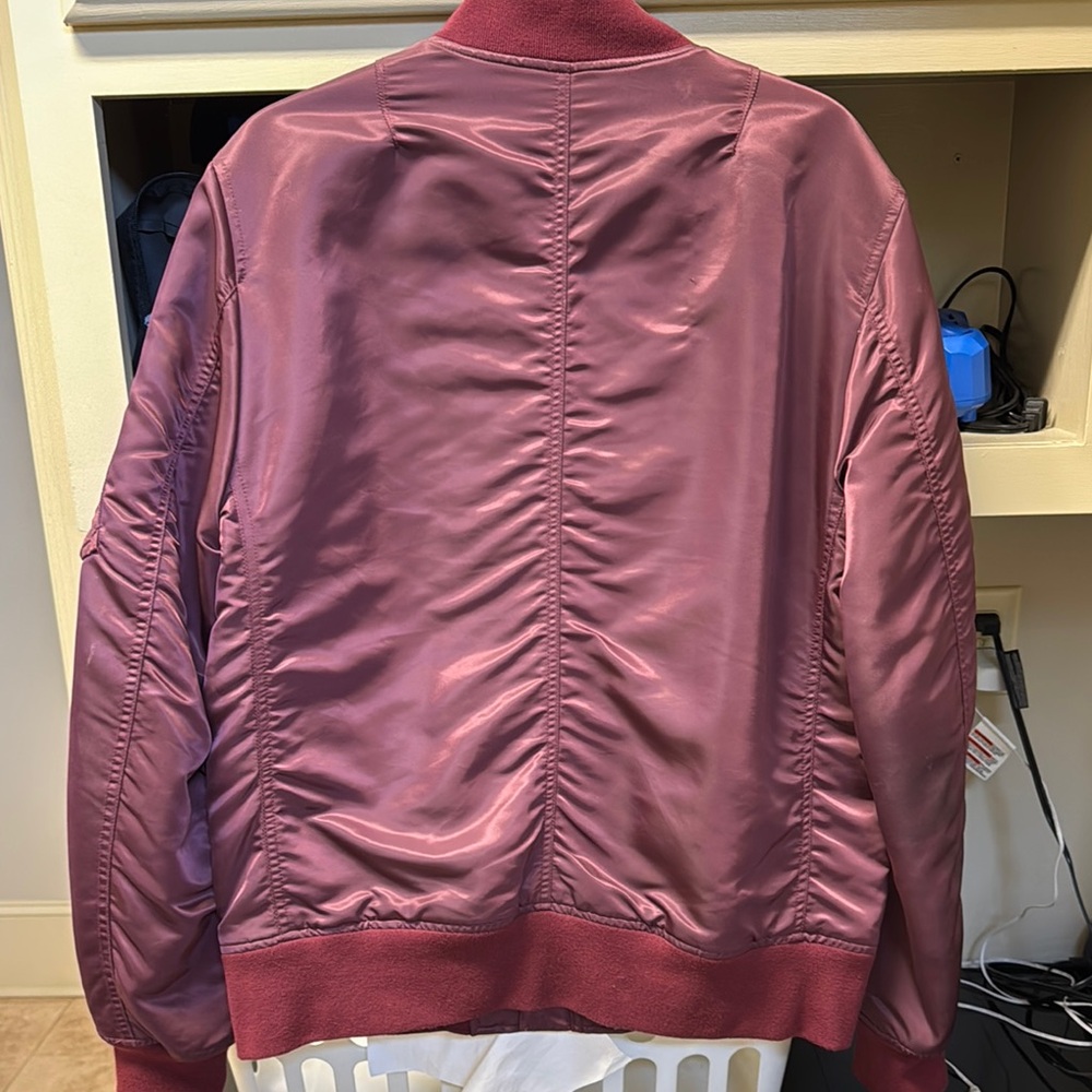 Rag & Bone Red Bomber Jacket with Ribbed Collar - Picture 6 of 9